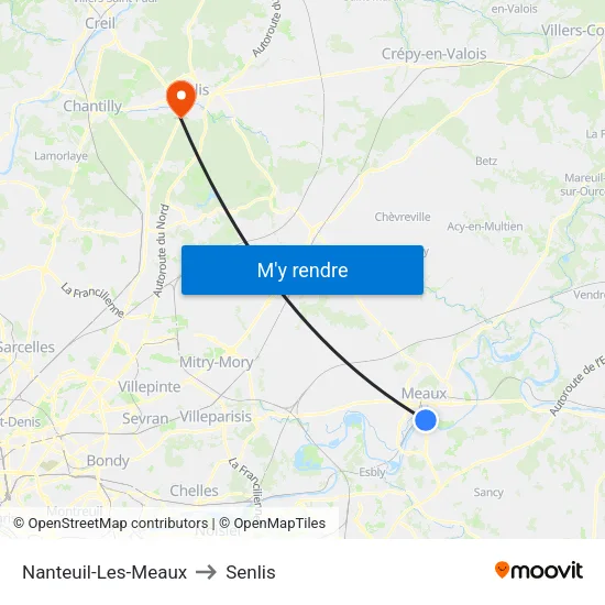 Nanteuil-Les-Meaux to Senlis map