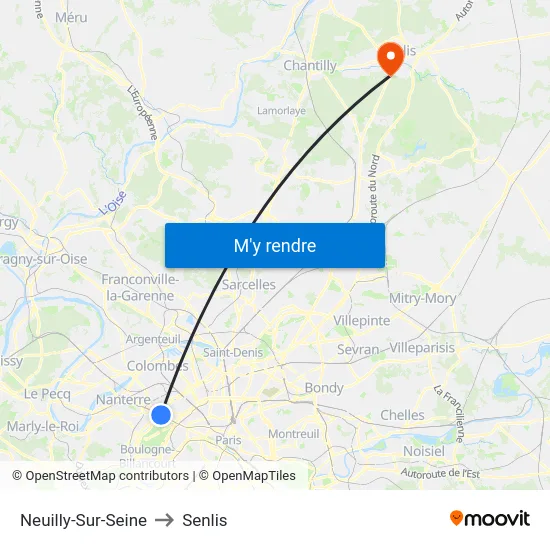 Neuilly-Sur-Seine to Senlis map