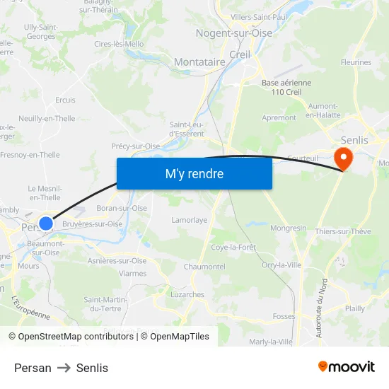 Persan to Senlis map