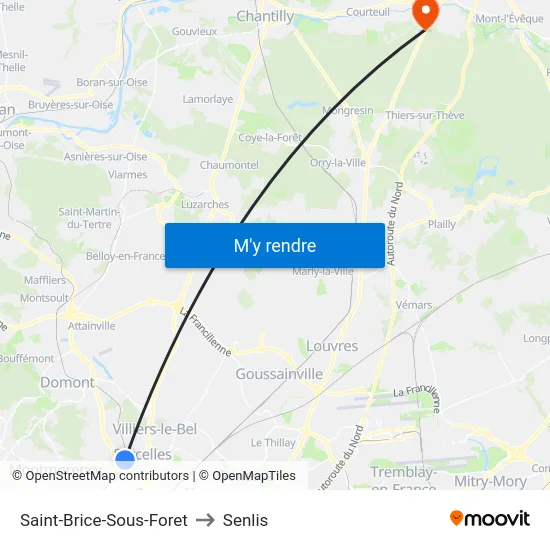 Saint-Brice-Sous-Foret to Senlis map