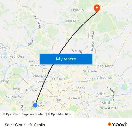 Saint-Cloud to Senlis map