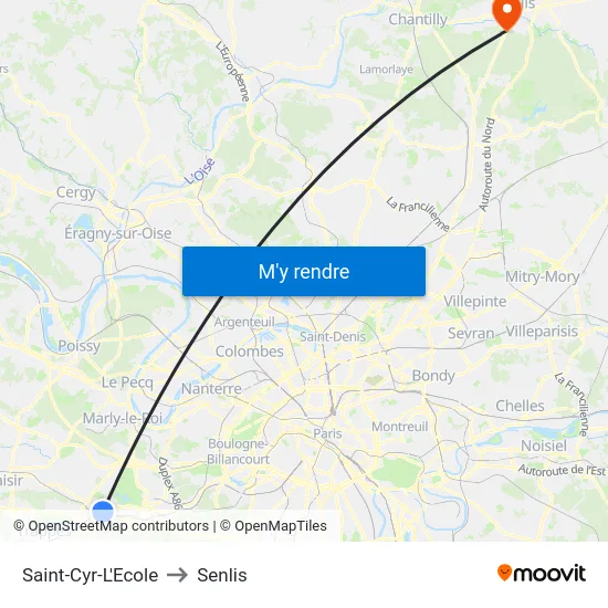 Saint-Cyr-L'Ecole to Senlis map