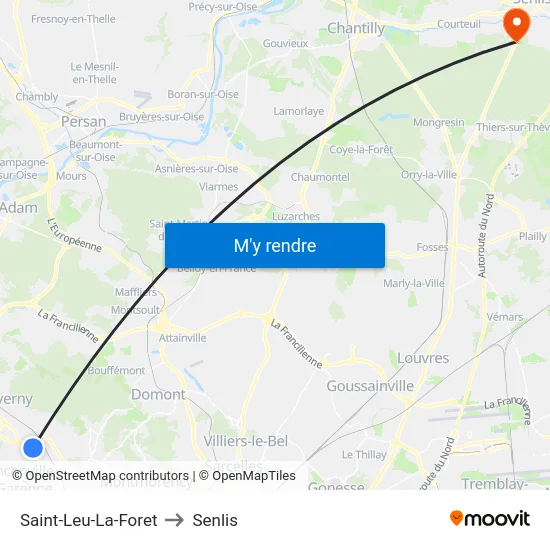 Saint-Leu-La-Foret to Senlis map