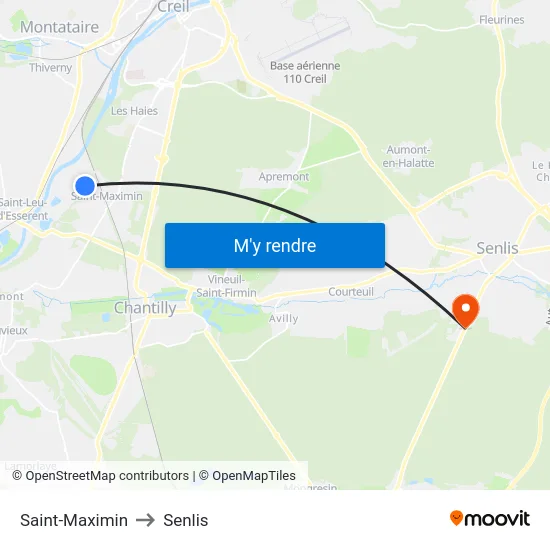 Saint-Maximin to Senlis map