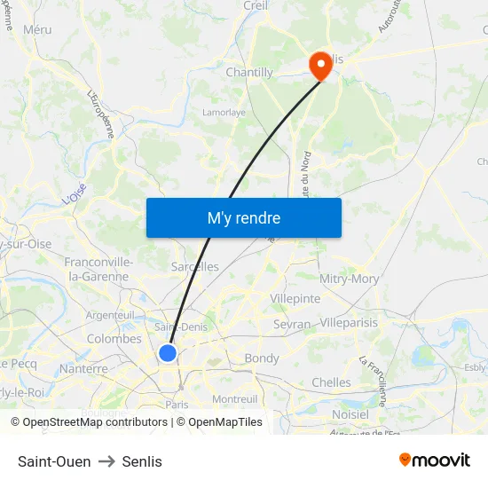Saint-Ouen to Senlis map