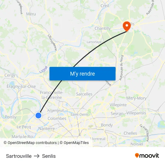 Sartrouville to Senlis map