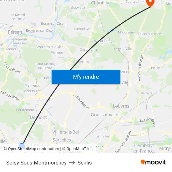 Soisy-Sous-Montmorency to Senlis map
