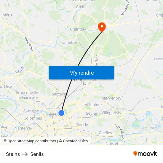 Stains to Senlis map