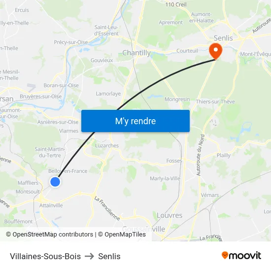 Villaines-Sous-Bois to Senlis map