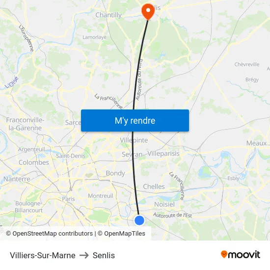 Villiers-Sur-Marne to Senlis map