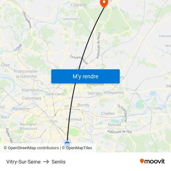 Vitry-Sur-Seine to Senlis map