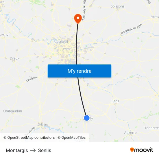 Montargis to Senlis map