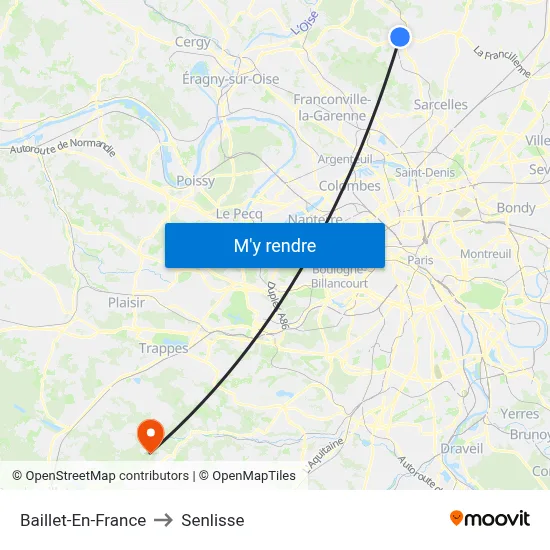 Baillet-En-France to Senlisse map