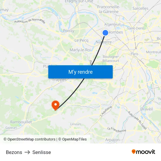 Bezons to Senlisse map