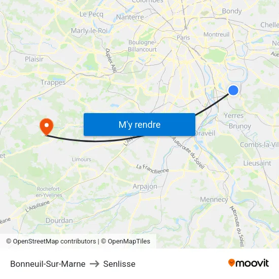 Bonneuil-Sur-Marne to Senlisse map