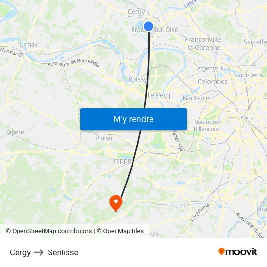 Cergy to Senlisse map