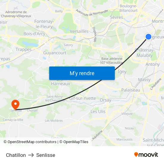 Chatillon to Senlisse map