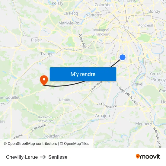 Chevilly-Larue to Senlisse map