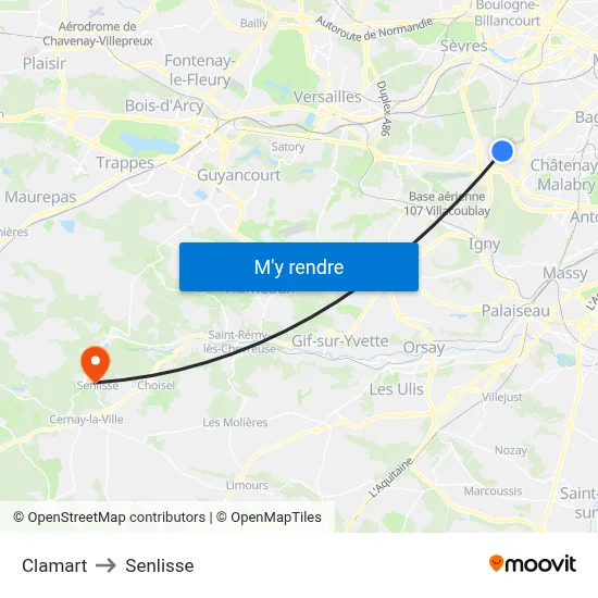 Clamart to Senlisse map