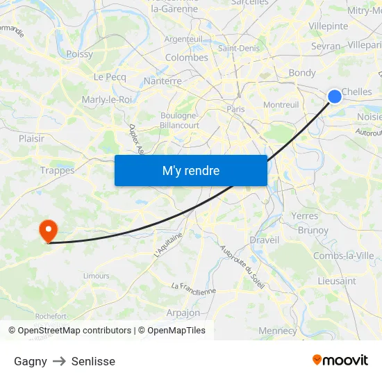Gagny to Senlisse map