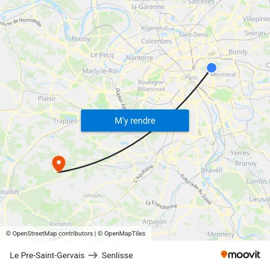 Le Pre-Saint-Gervais to Senlisse map