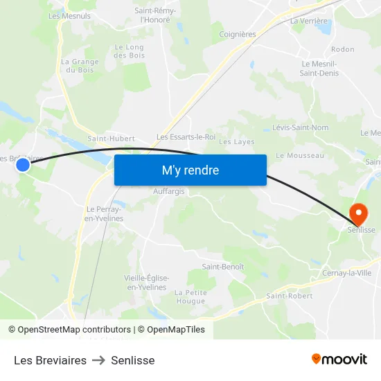 Les Breviaires to Senlisse map