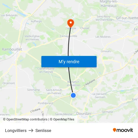 Longvilliers to Senlisse map