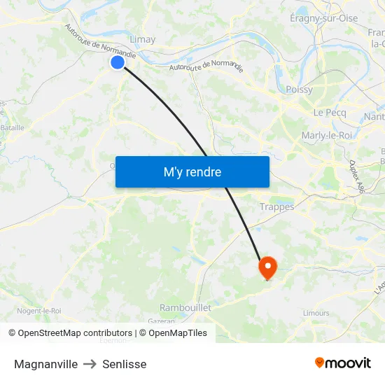 Magnanville to Senlisse map