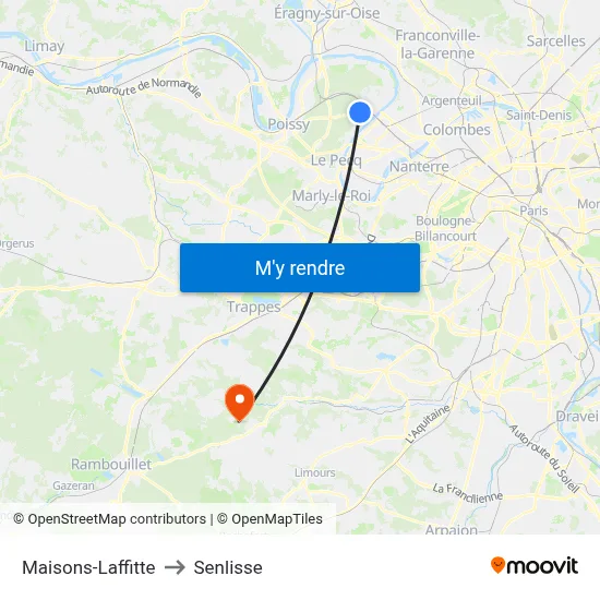 Maisons-Laffitte to Senlisse map