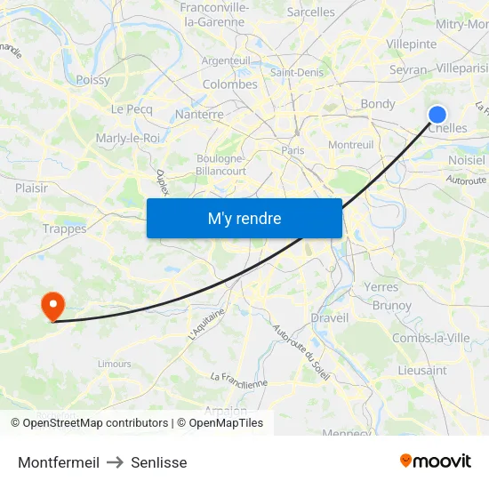 Montfermeil to Senlisse map