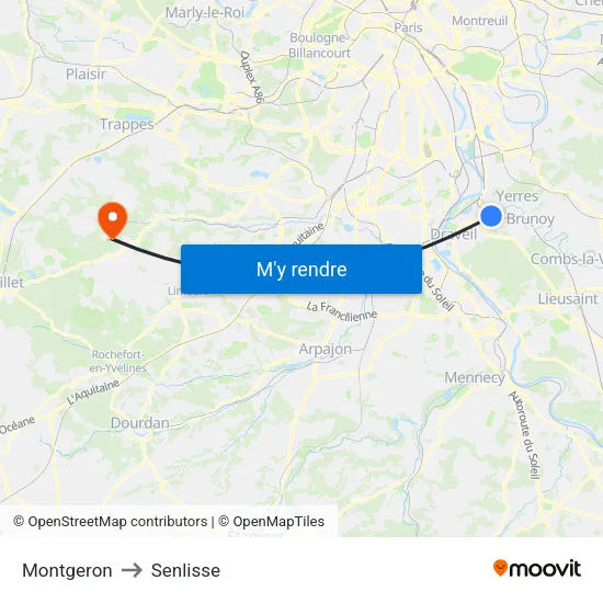 Montgeron to Senlisse map