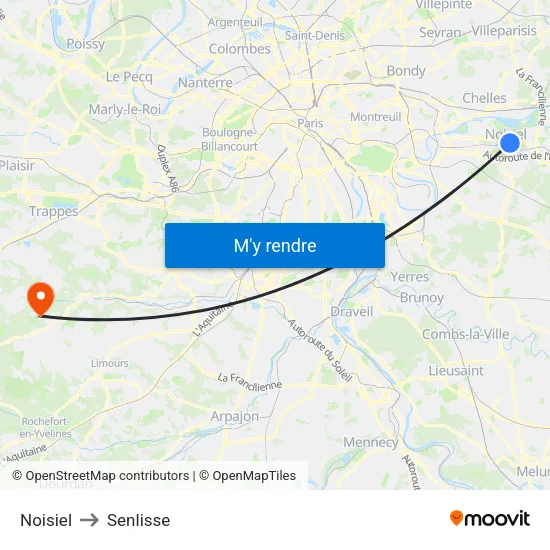 Noisiel to Senlisse map