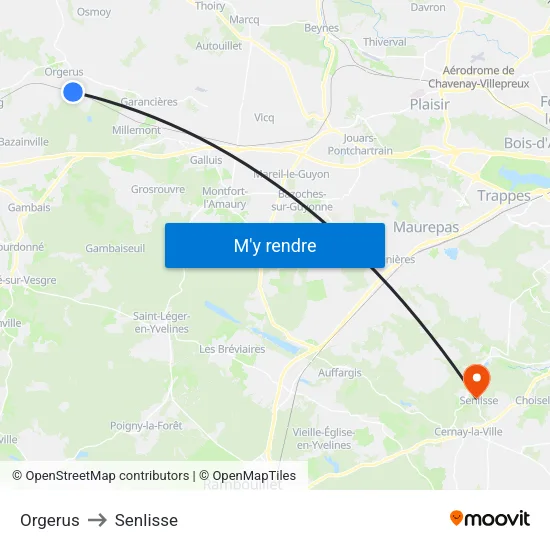 Orgerus to Senlisse map