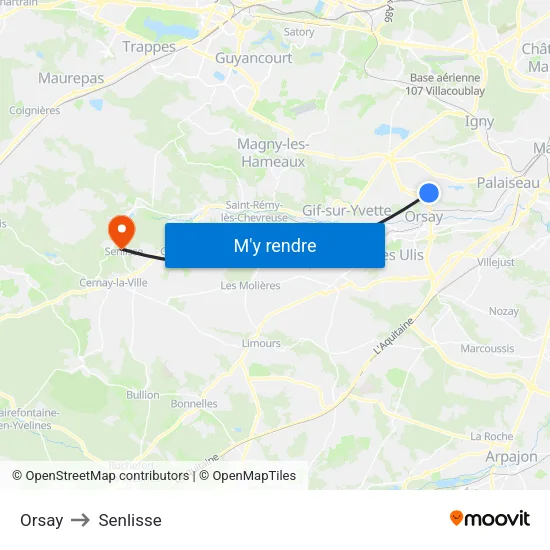 Orsay to Senlisse map