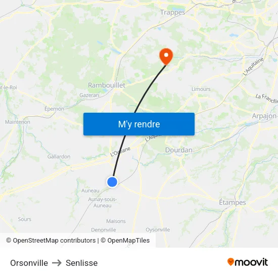 Orsonville to Senlisse map