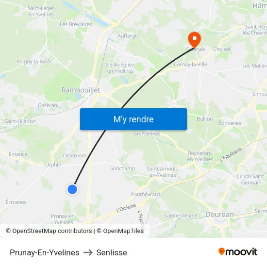 Prunay-En-Yvelines to Senlisse map
