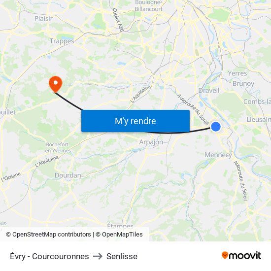 Évry - Courcouronnes to Senlisse map