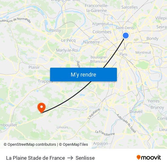 La Plaine Stade de France to Senlisse map