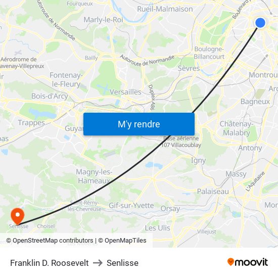 Franklin D. Roosevelt to Senlisse map