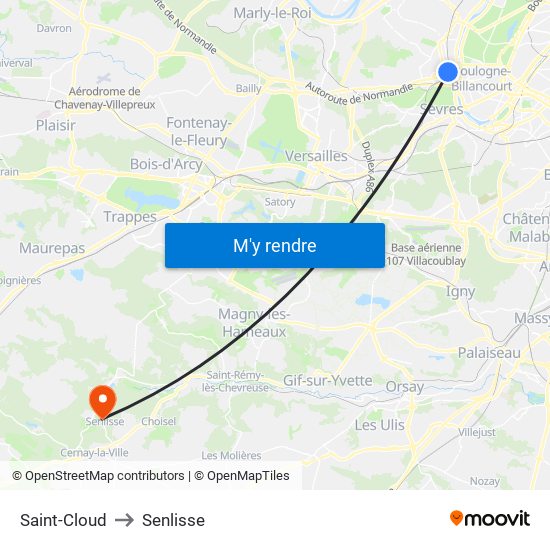 Saint-Cloud to Senlisse map