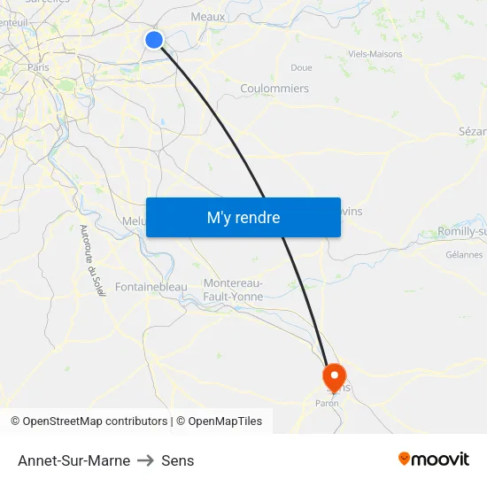 Annet-Sur-Marne to Sens map