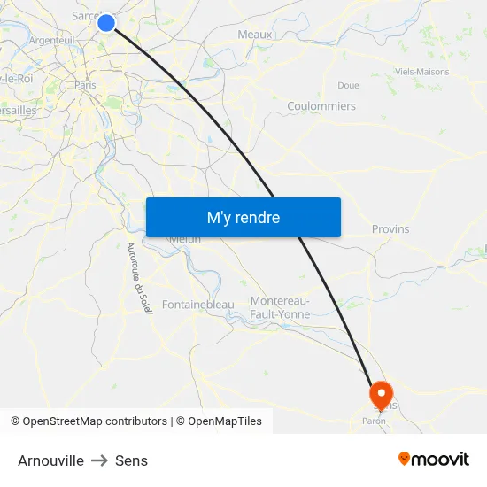 Arnouville to Sens map