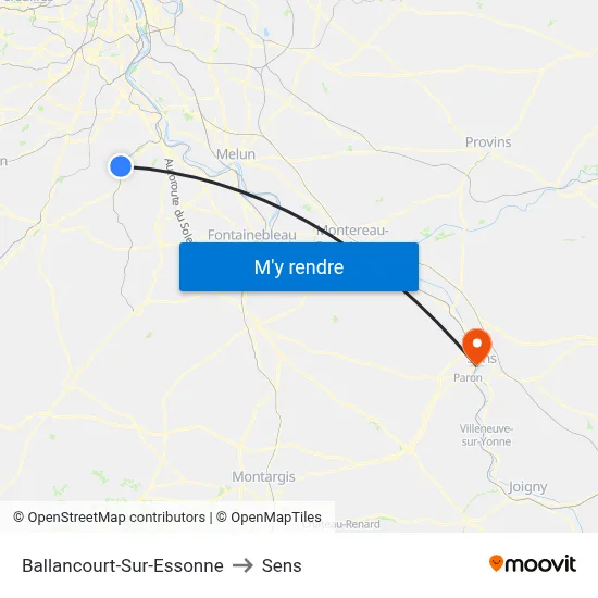 Ballancourt-Sur-Essonne to Sens map