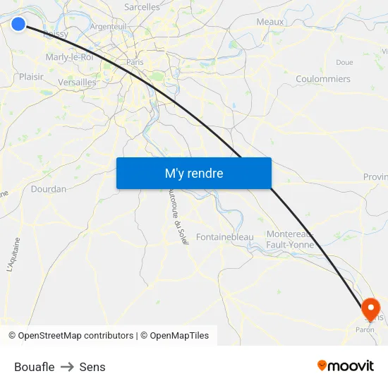 Bouafle to Sens map