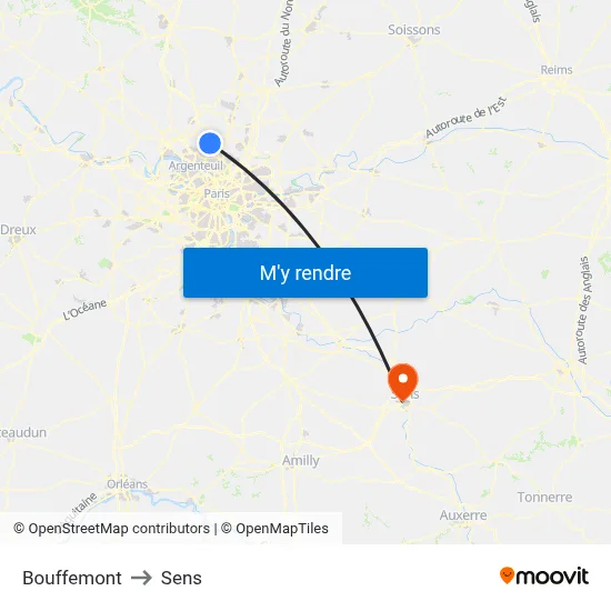 Bouffemont to Sens map