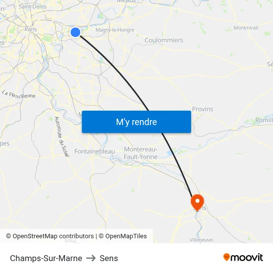 Champs-Sur-Marne to Sens map