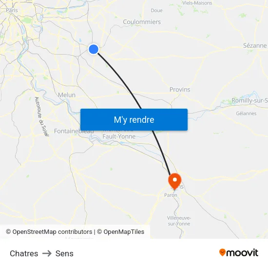 Chatres to Sens map