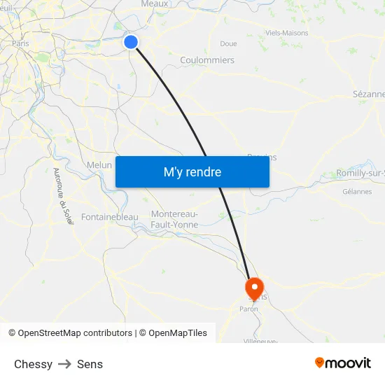 Chessy to Sens map