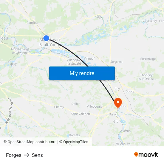 Forges to Sens map