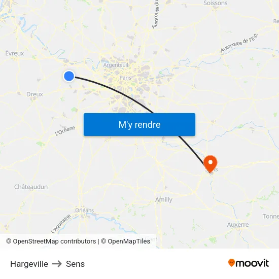 Hargeville to Sens map